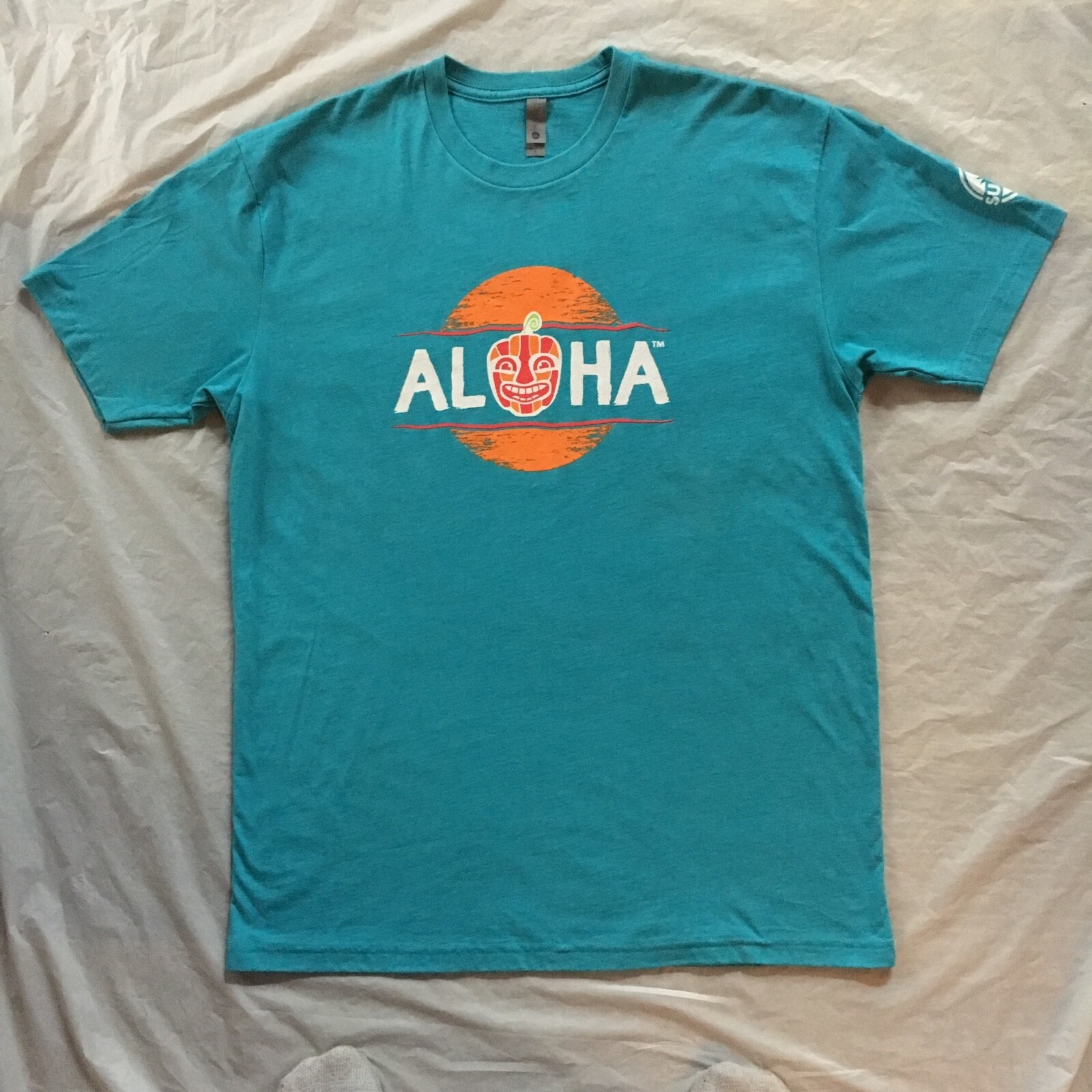 two sided SUNSET ALOHA t-shirt – GREENHOUSE PRODUCE flavor paradise – NEW – (L)