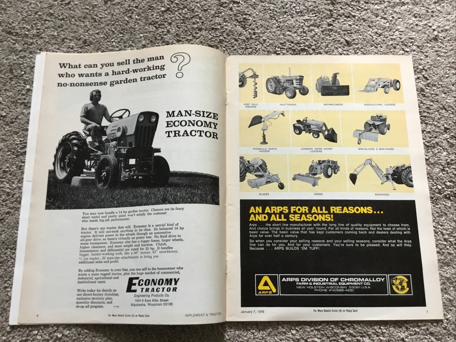 Implement & Tractor Magazine January 7, 1976 Farming Agriculture Vintage Ads J