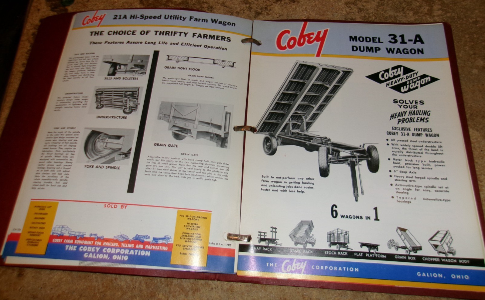 vintage cobey line binder with farm equipment brochures in good shape used