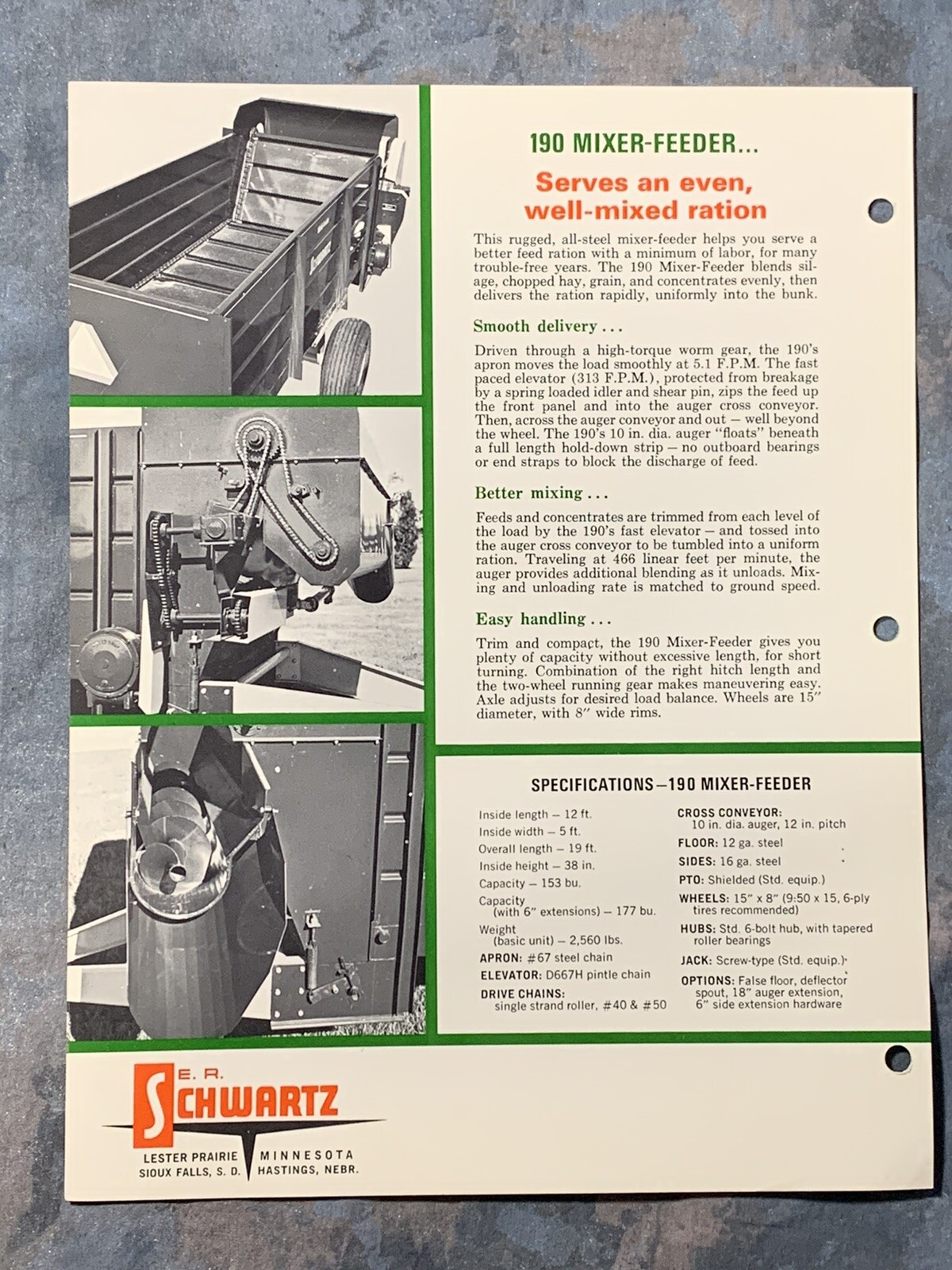Vintage Original E.R. Schwartz Catalog pg ~ 190 Mixer – Feeder