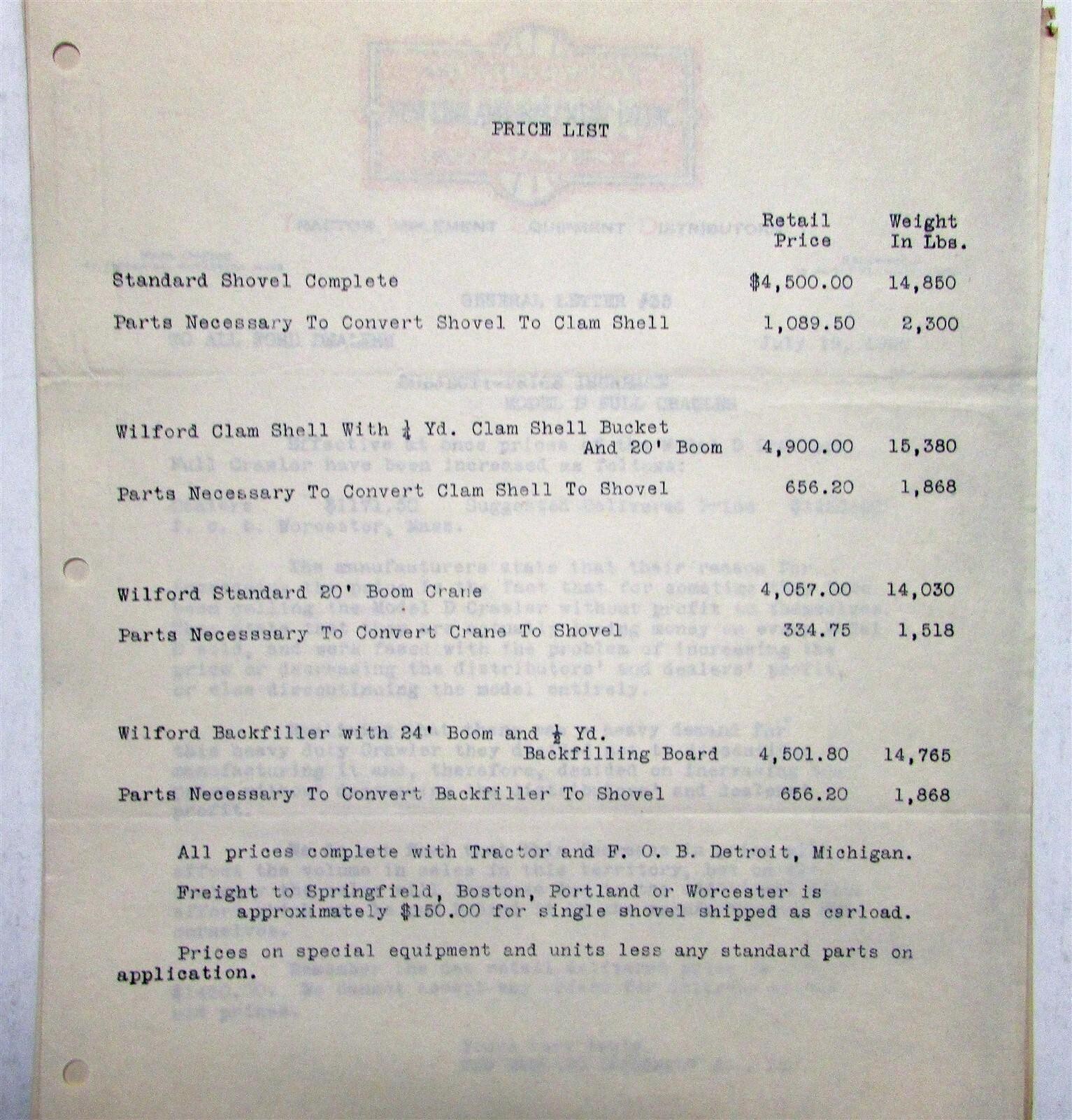 1927 Ford Original General Dealer Letters Pricing Info Specifications Sheets
