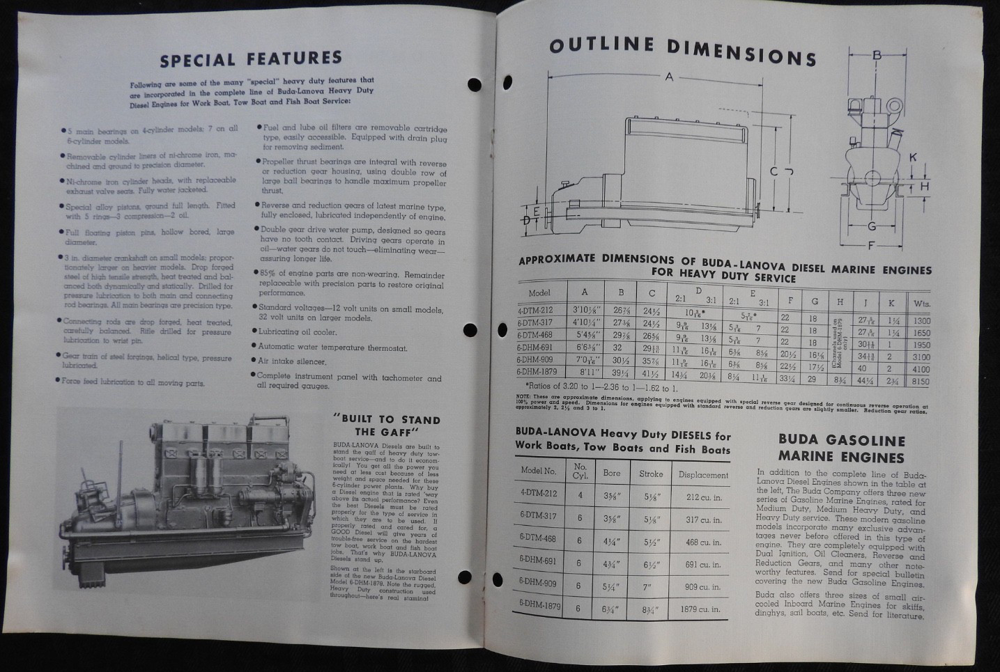 1940 « Buda Lanova Heavy-Duty Marine Diesel Engines » Work-Tow-Fish Boat Brochure