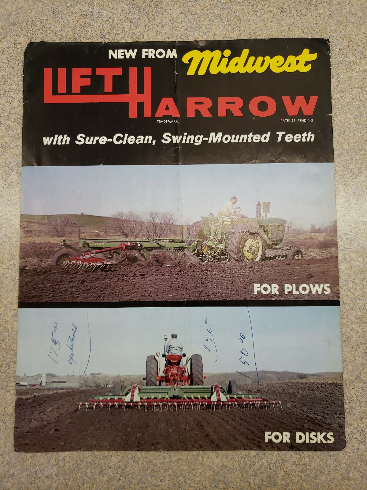 Old 1960s 70s Midwest Lift Harrows Farm Equipment Sales Brochure Ida Grove Iowa