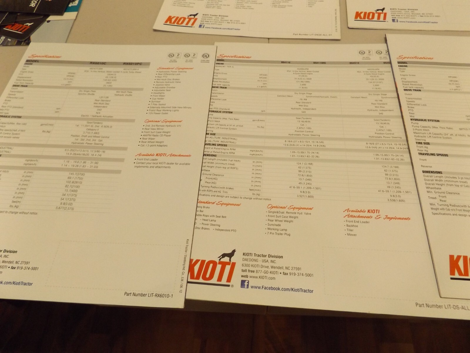 7-pc. KIOTI COMPACT & UTILITY TRACTORS, 2012