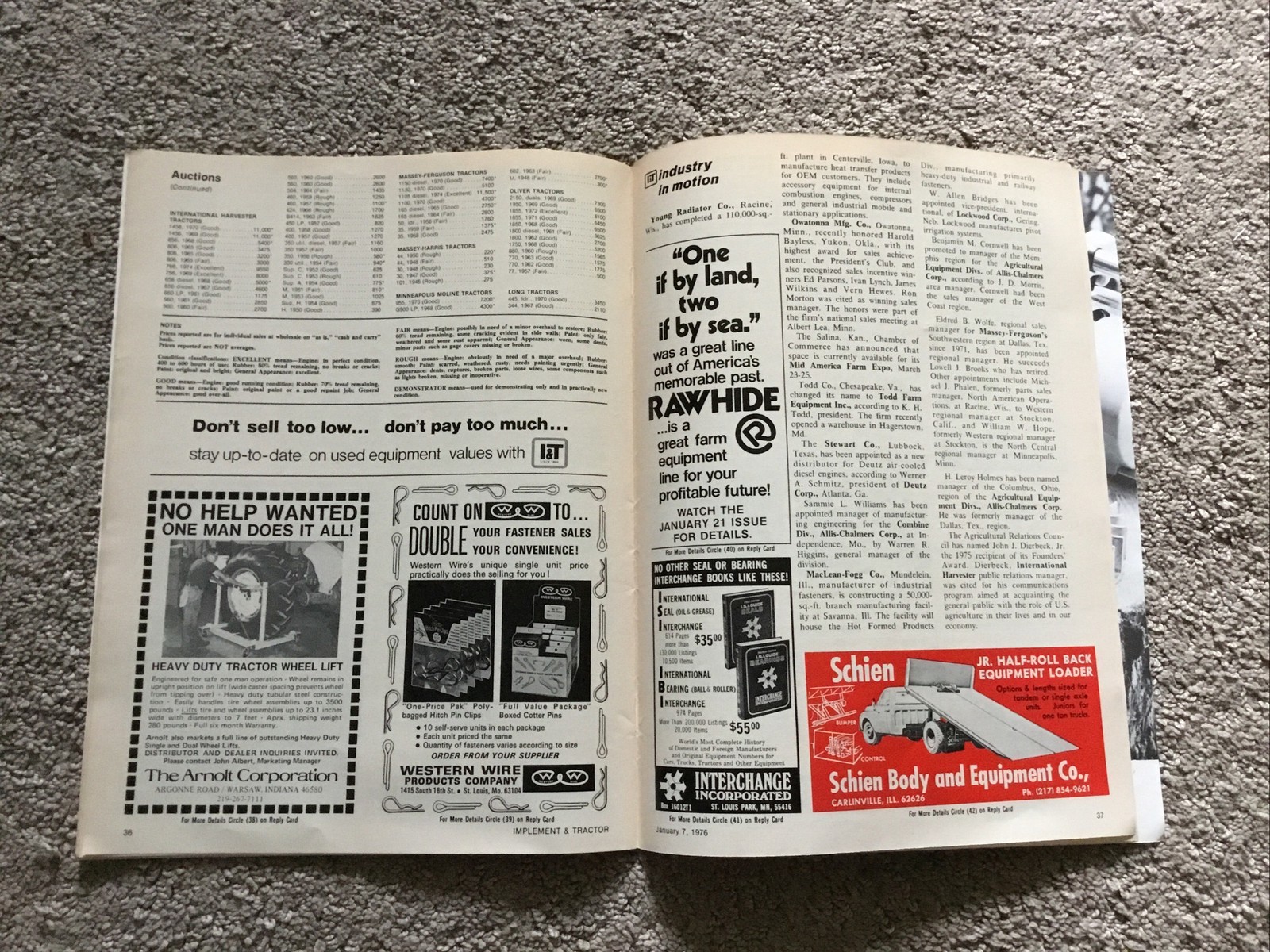 Implement & Tractor Magazine January 7, 1976 Farming Agriculture Vintage Ads J
