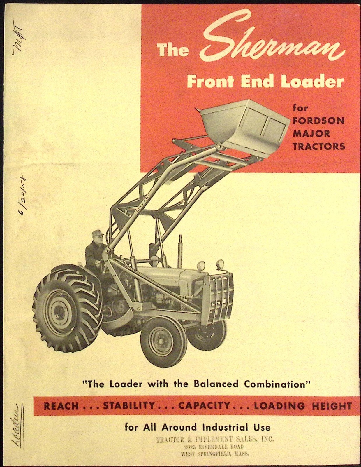 1958 Sherman Products Front End Loder for Fordson Major Tractors Dealer Brochure