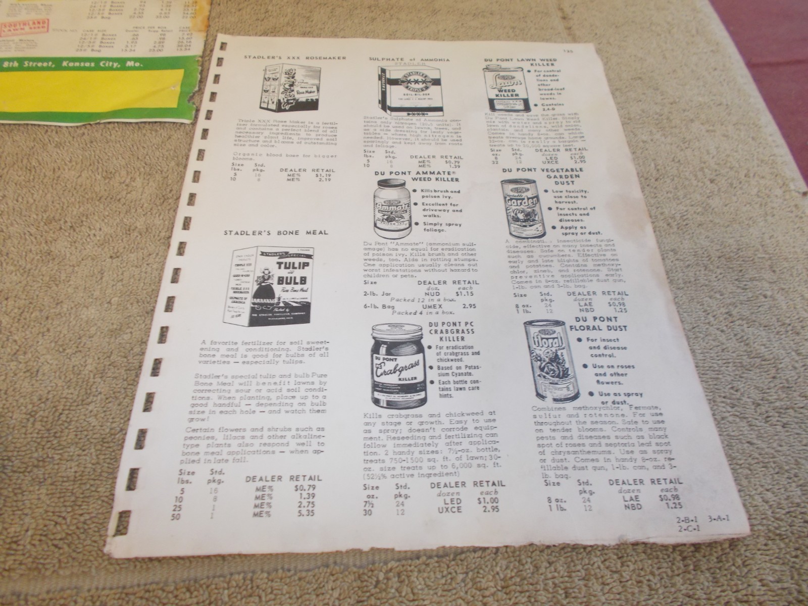 VTG 1950s DEALER AD PRICE DUPONT BLACK LEAF MIRACLE GREEN HUDSON SPRAYER