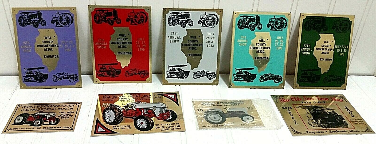 Tractor & Antique Engine Show EXHIBITOR PLAQUE Lot Illinois Ohio Exibit Brass