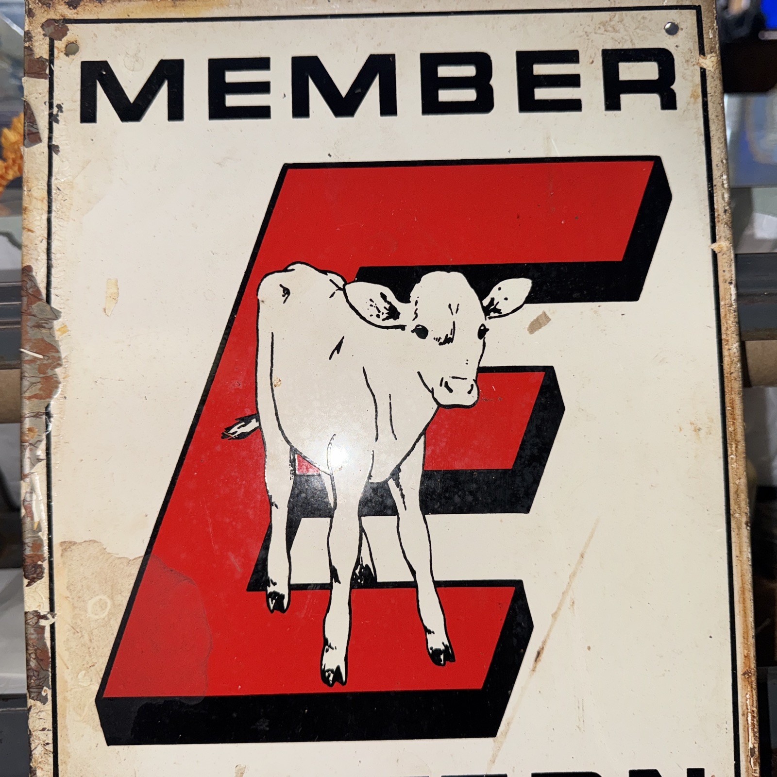 Member eastern artificial insemination cooperative painted tin sign