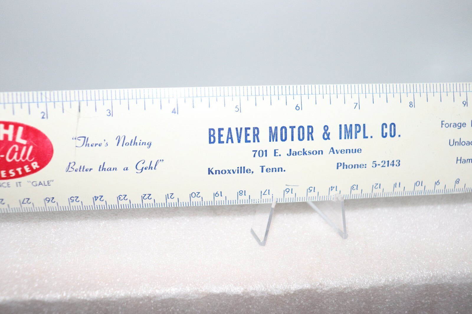 Vintage GEHL Farming Equipment Advertising Beaver Motor & Implement Co. Ruler