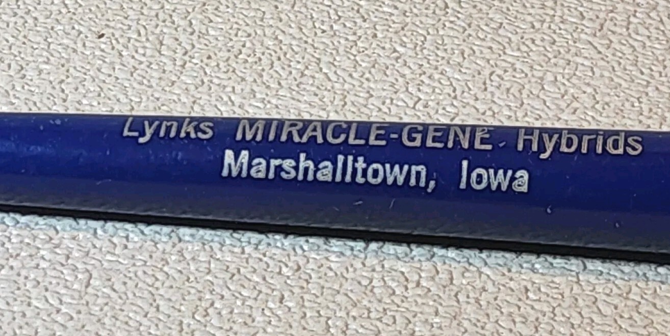 Vintage Advertising Pen ~ Lynks Miricale Gene Hybrid ~ Marshalltown, Iowa. AP-11