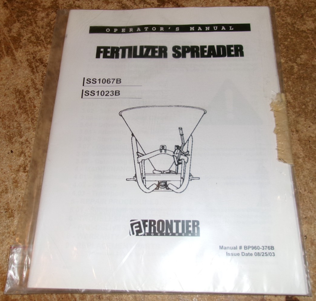 2003 SS1067B + SS1023B frontier fertilizer spreaders operators manual new
