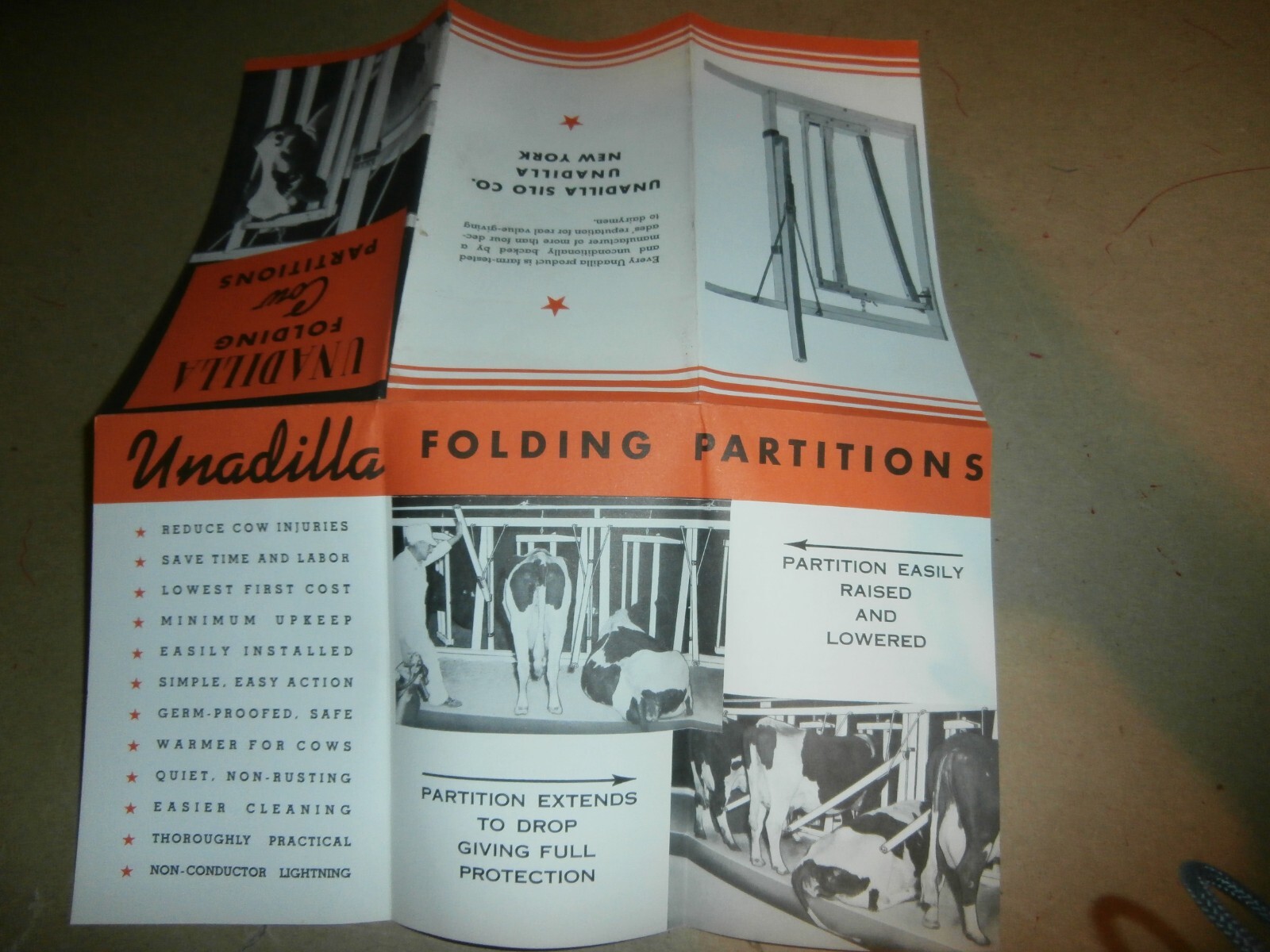 Vintage Unadilla NY Silo Co Farm Sales Brochures Silage Una-Lam Cow Partitions