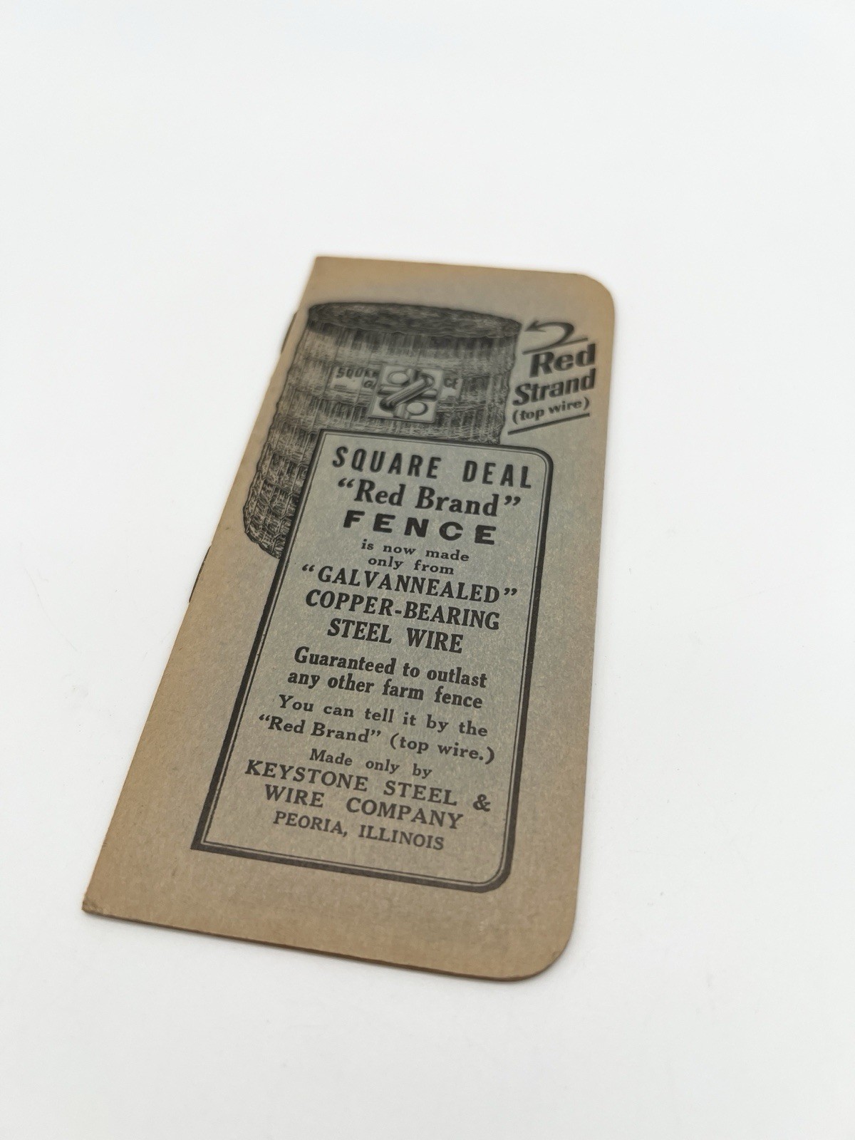 Antique 1924 Keystone Steel & Wire Co. Red Brand Fence Advertising Notebook
