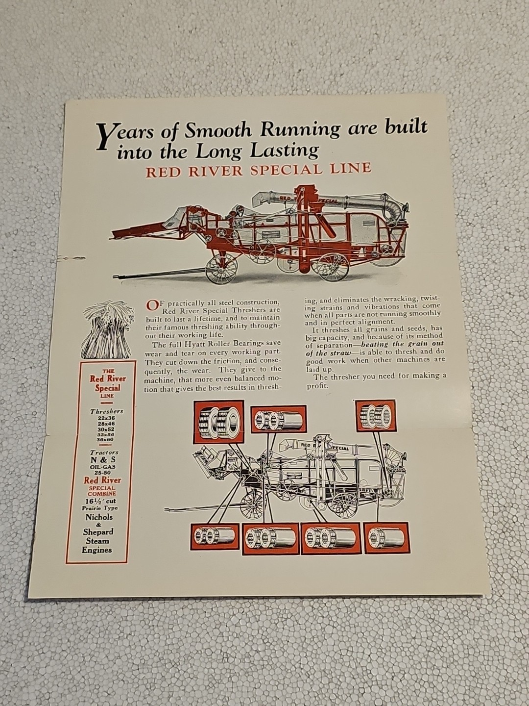 Original Nichols & Shepard Thresher Red River Special Line Mailer Ad
