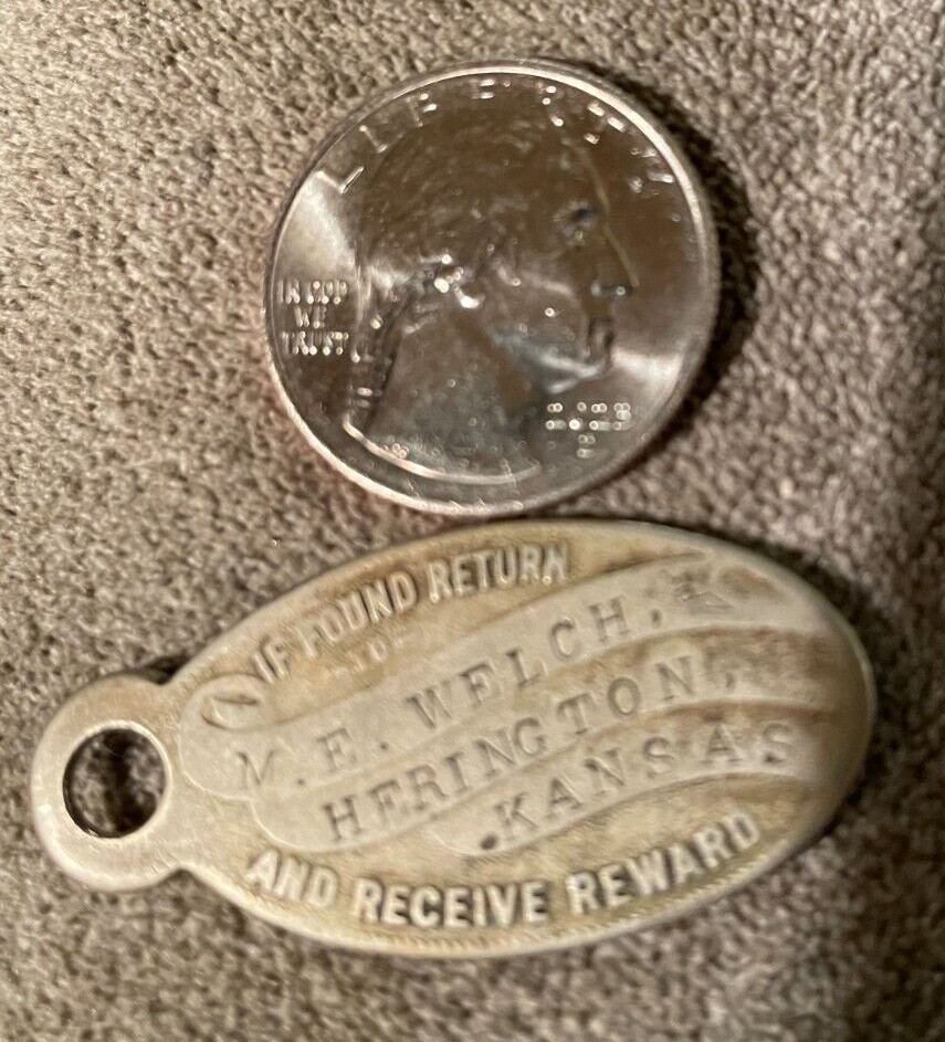 Herington Kansas M.E. Welch If Found Return for Reward Key Fob
