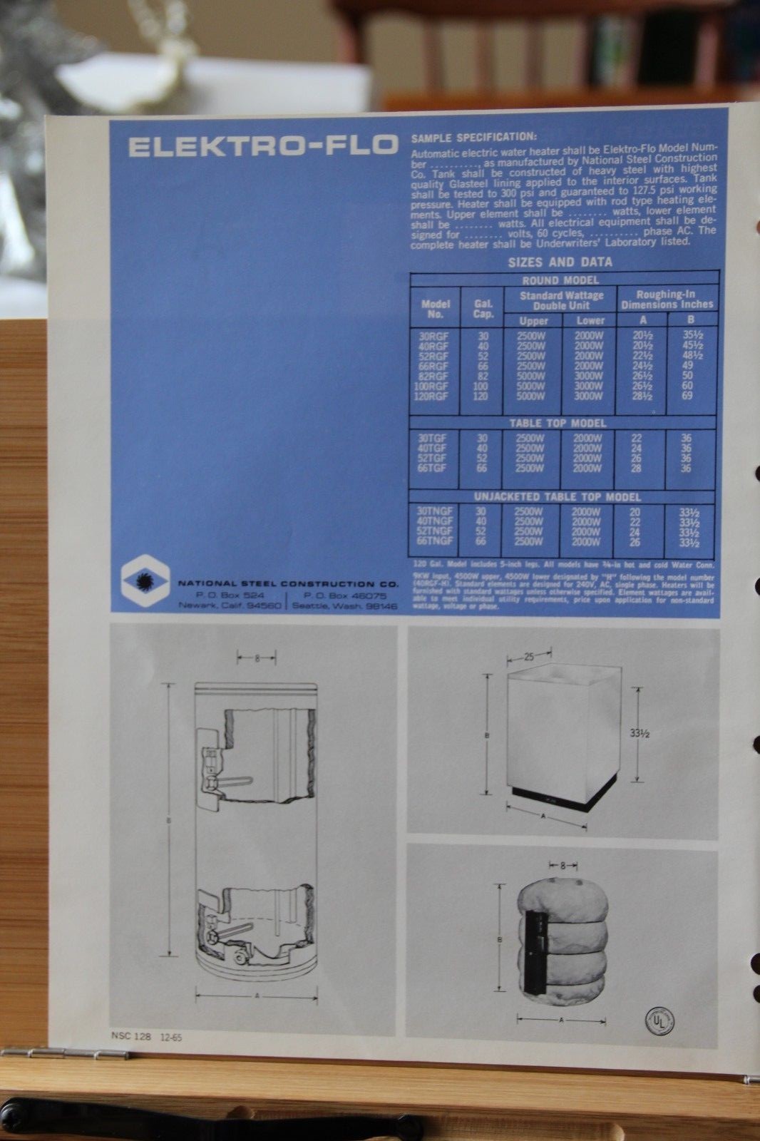 Brochure Glasteel Elecktro-Flo Water Heaters Seattle Washington WA Vintage !