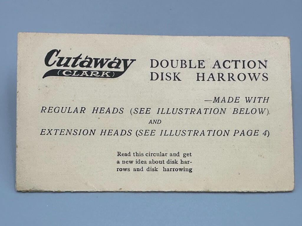 c 1900 Horse Pulled Cutaway Harrow FARM ADVERTISING Brochure HIGGANUM CT