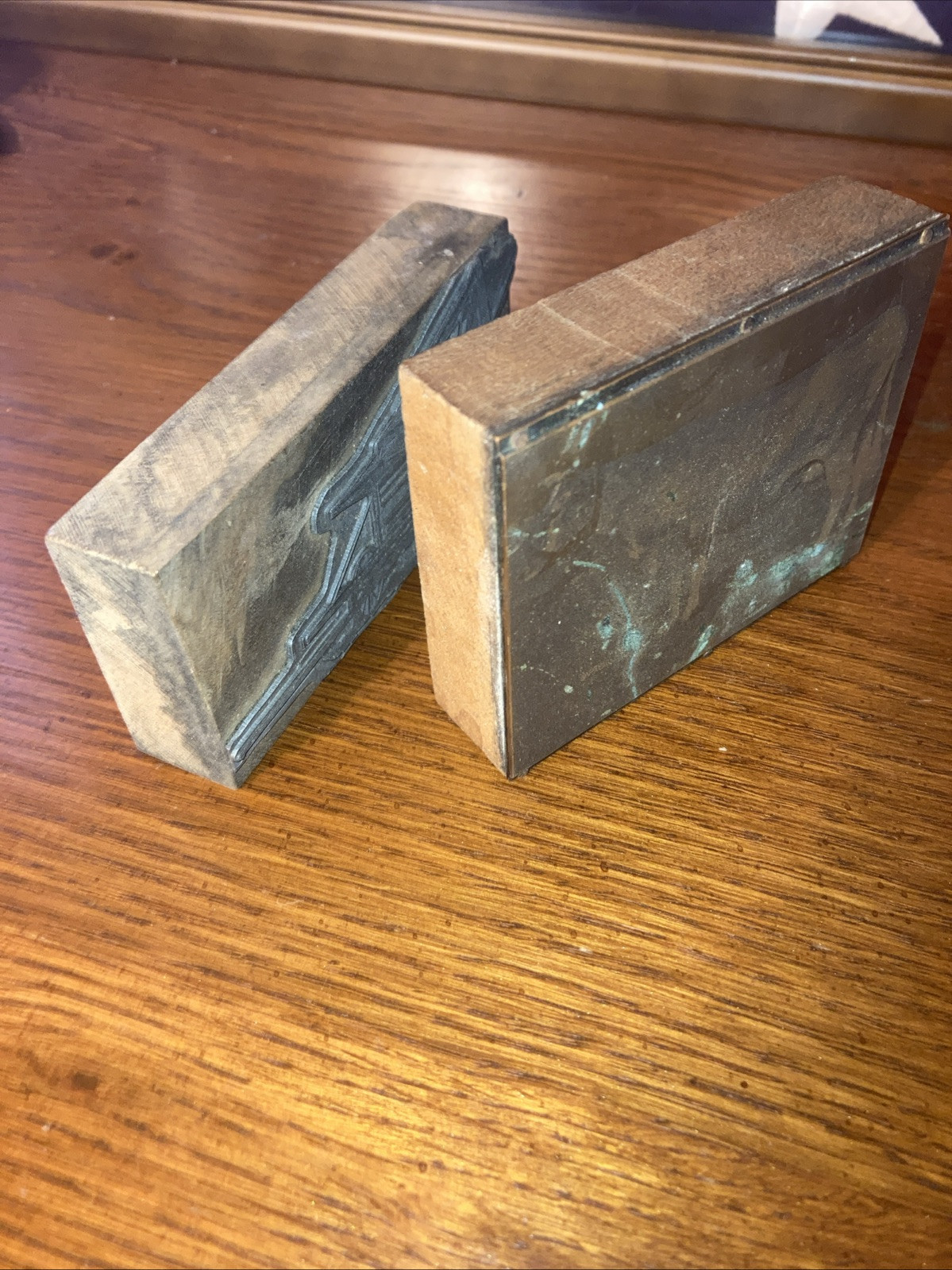 Lot 2 Vintage Print Blocks Cow Harvester Farming Agriculture Milk Dairy