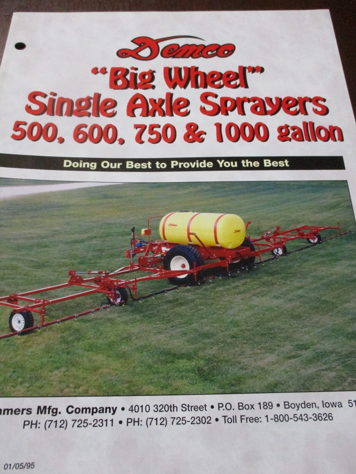 Demco Sprayers Sales/Specifications Brochures, 4 items, 1992, -1995