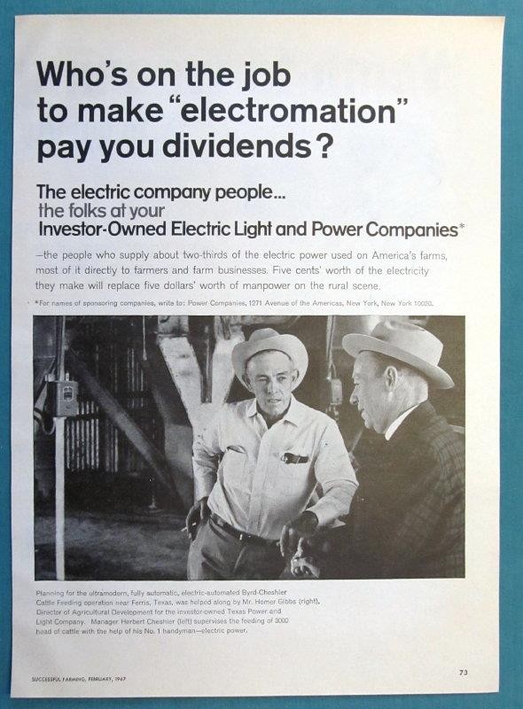 Original 1967 Light & Power Ad Photo Endorsed Herbert Cheshier, Ferris Texas