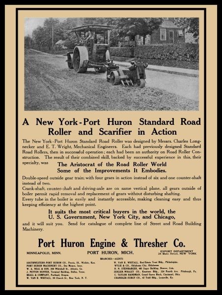 1912 Port Huron Engine & Thresher Co. Road Roller New Metal Sign: 12×16&Prime;