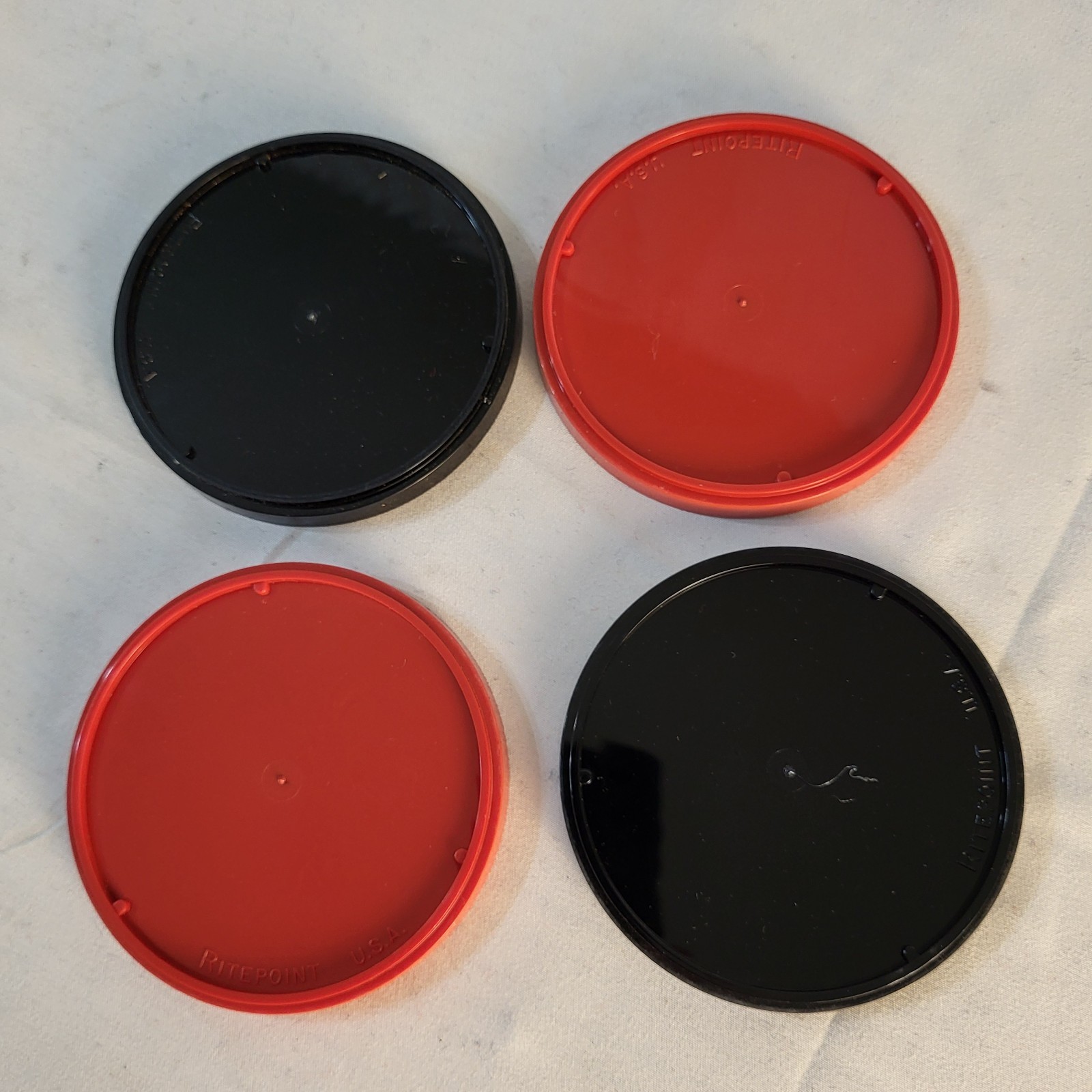 Vintage Thill Implement Ritepoint Plastic Coasters Red & Black
