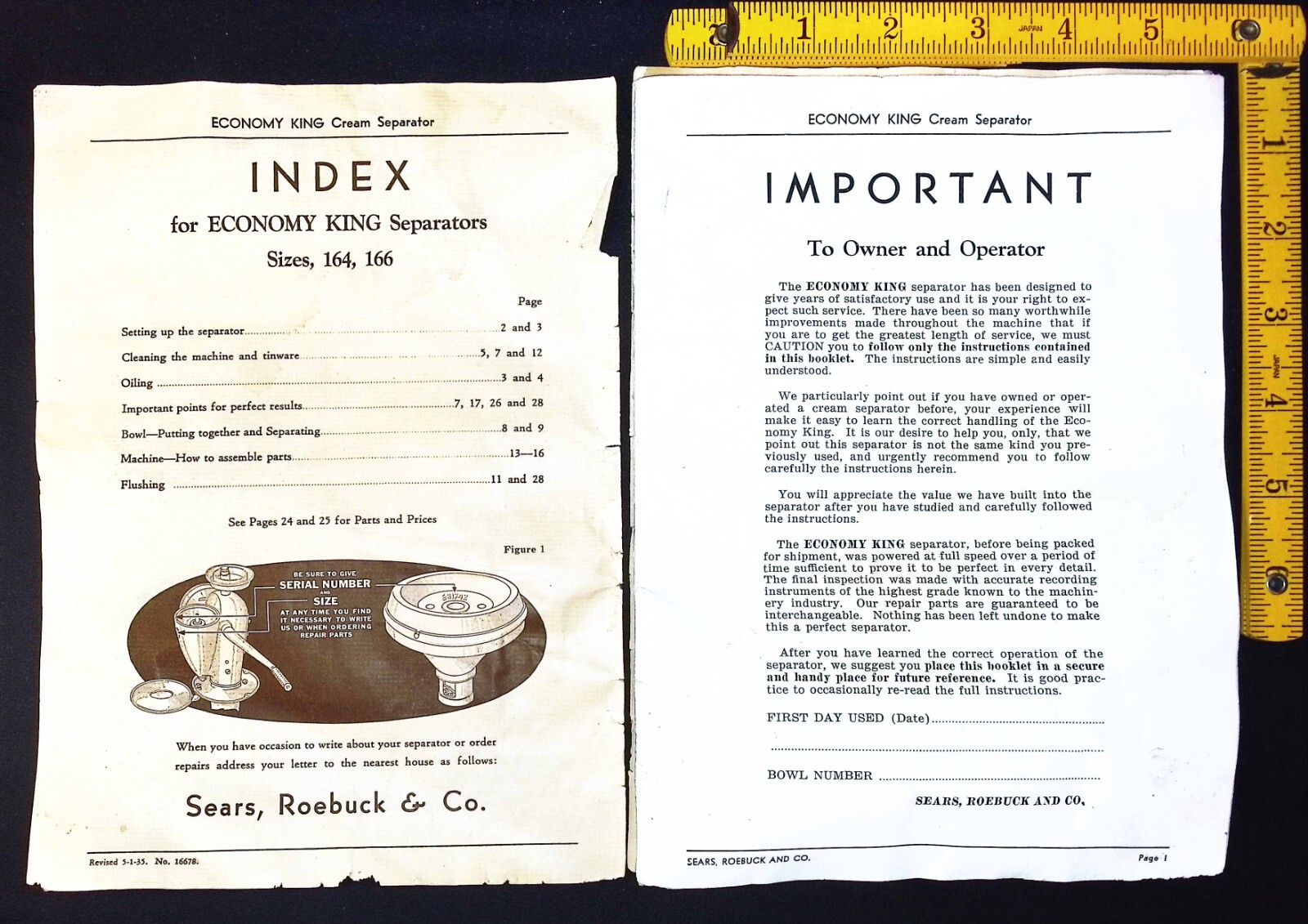 Sear, Roebuck – Economy King Cream Separator Instruction Manual – Vintage 1920&rsquo;s