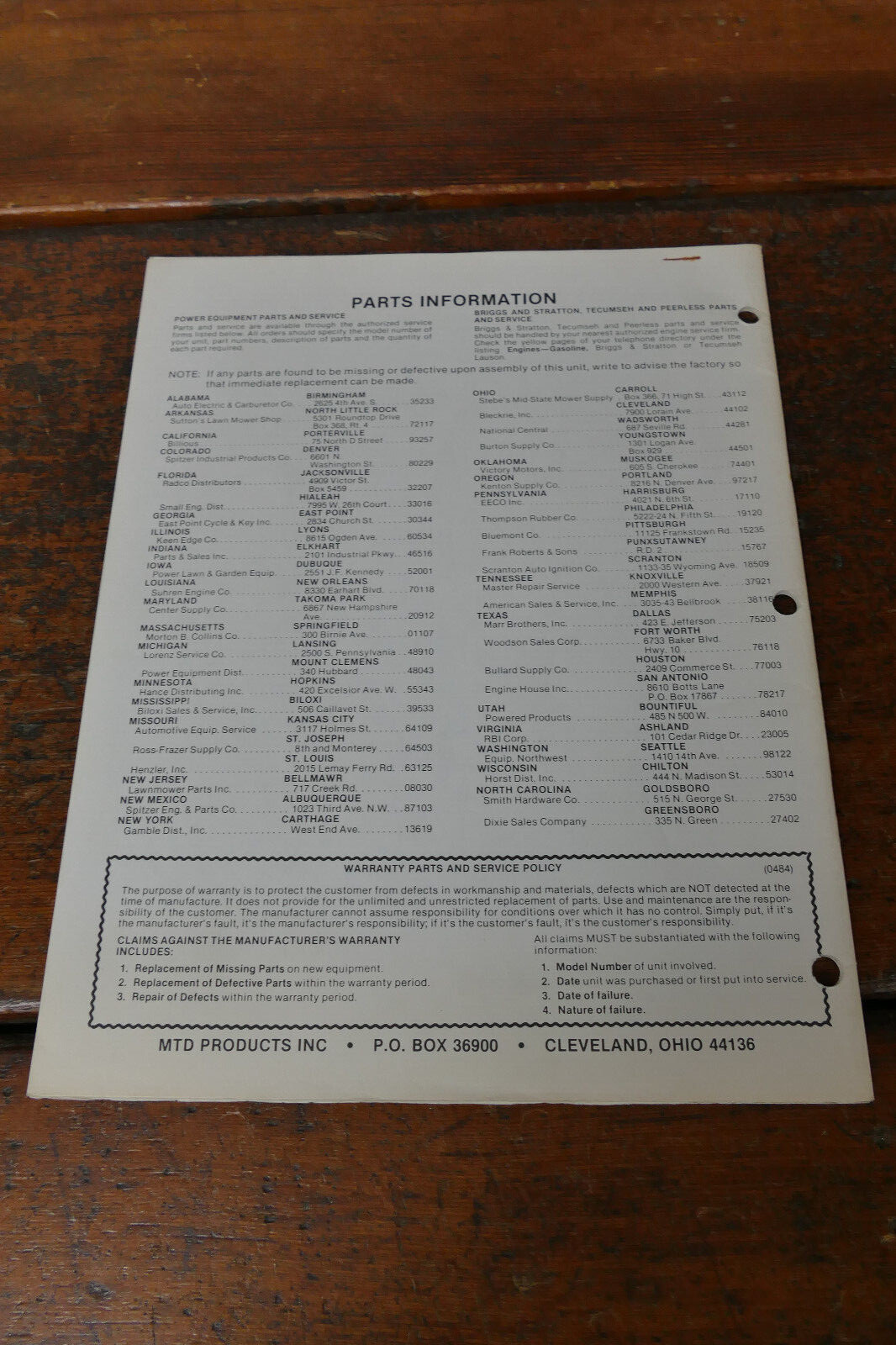 1983 Coast to Coast Owner&rsquo;s Manual Transmatic Lawn Tractor Model # 135-705-054