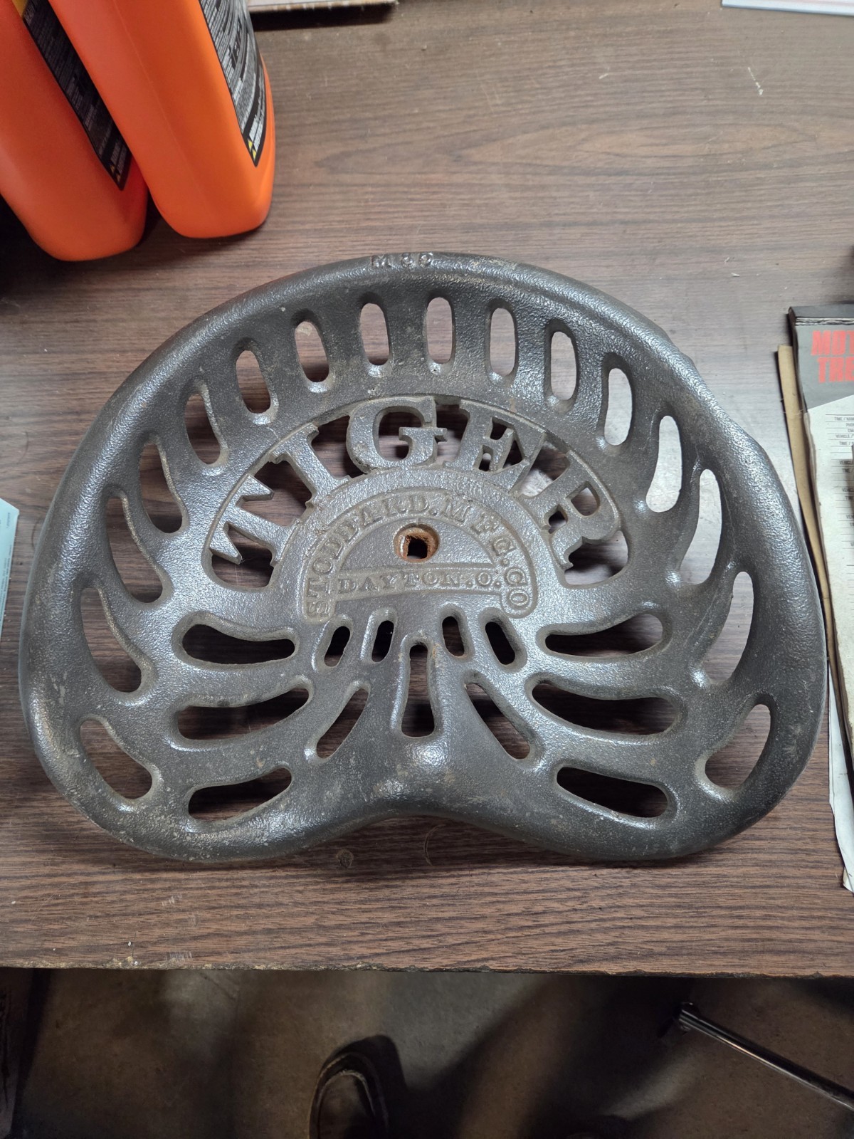 Stoddard Tiger Cast Iron Implement Tractor Seat Vtg Farm Antique Plow HAS DAMAGE