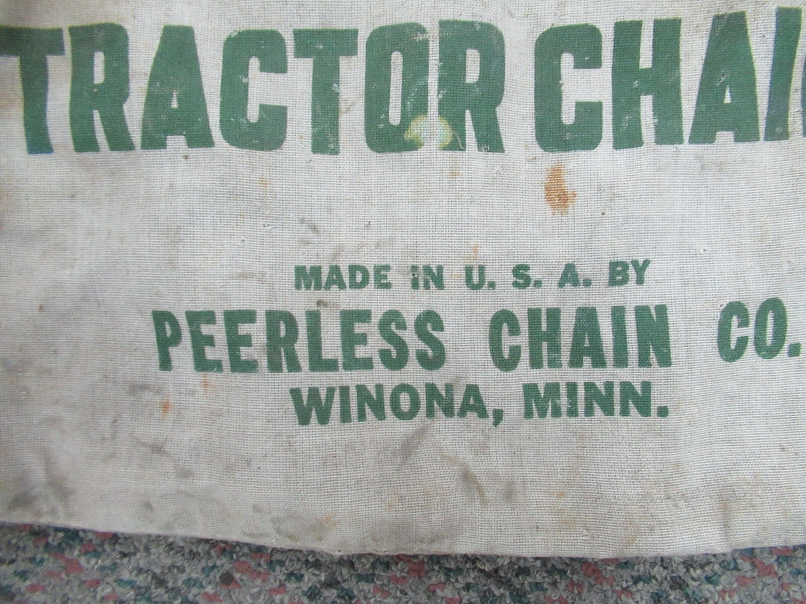 cloth bag peerless DUO TRAC tractor chains winona minnesota peerless chain co.