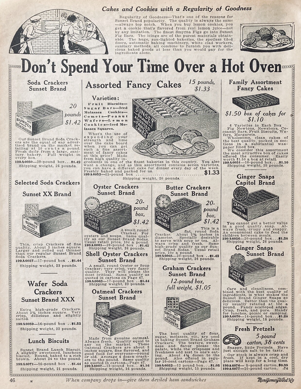 1916 AD.(XG3)~MONTGOMERY WARD CO. CATALOG PG.~FANCY CAKES AND CRACKERS