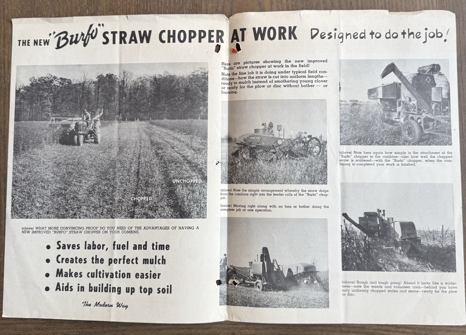 Vintage Burfo Straw Chopper Farm Equipment Brochure Burk & Fox Co Ohio