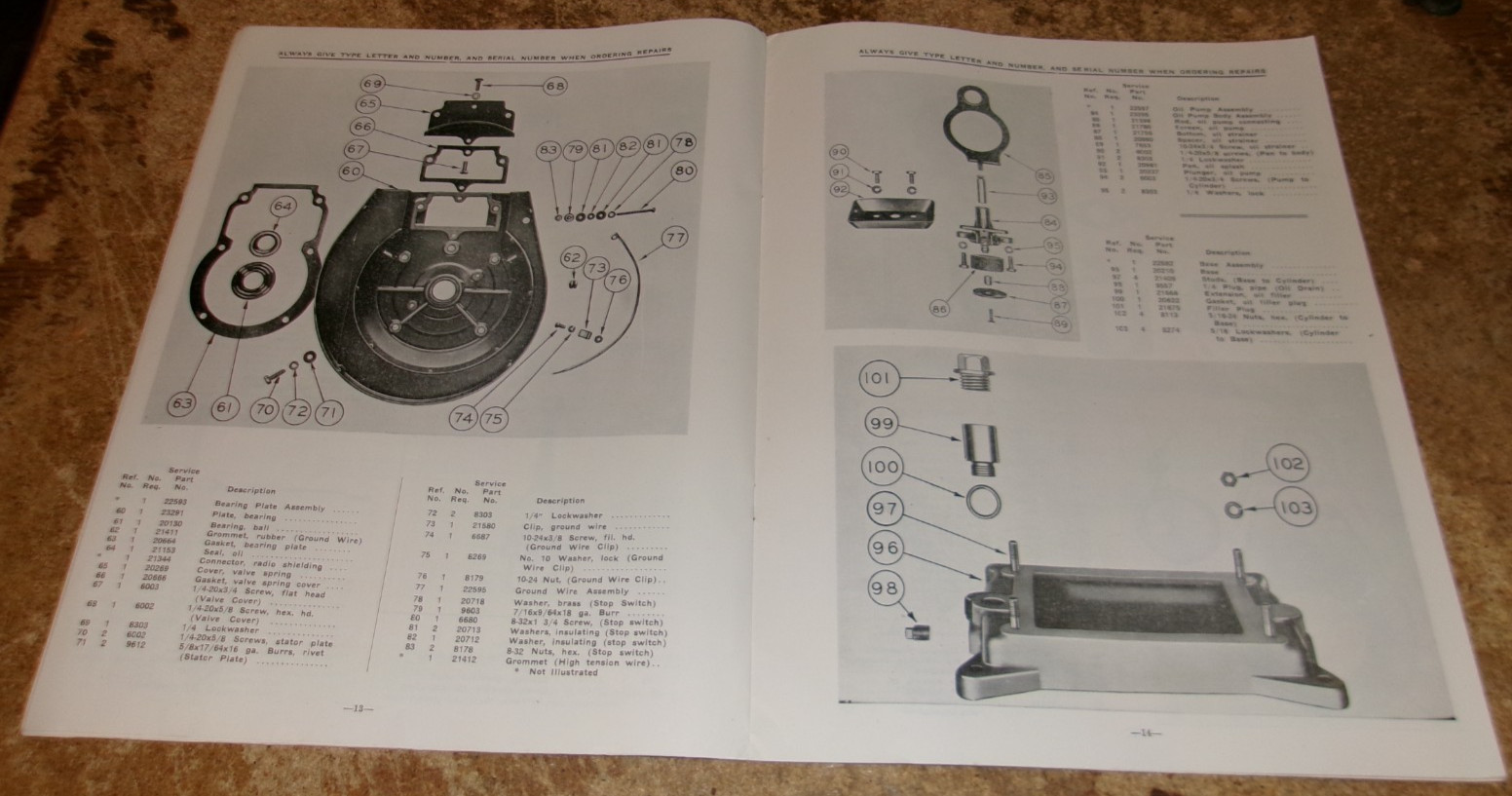 1948 lauson co. PAC 4 hp engine instruction/parts manual in good shape used