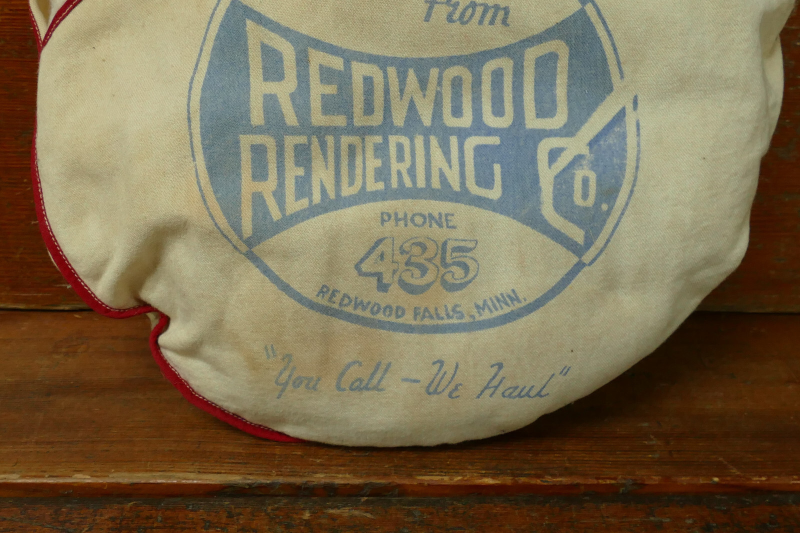 Vintage Redwood Falls Minnesota Rendering Co Advertising Tractor Seat Cushion