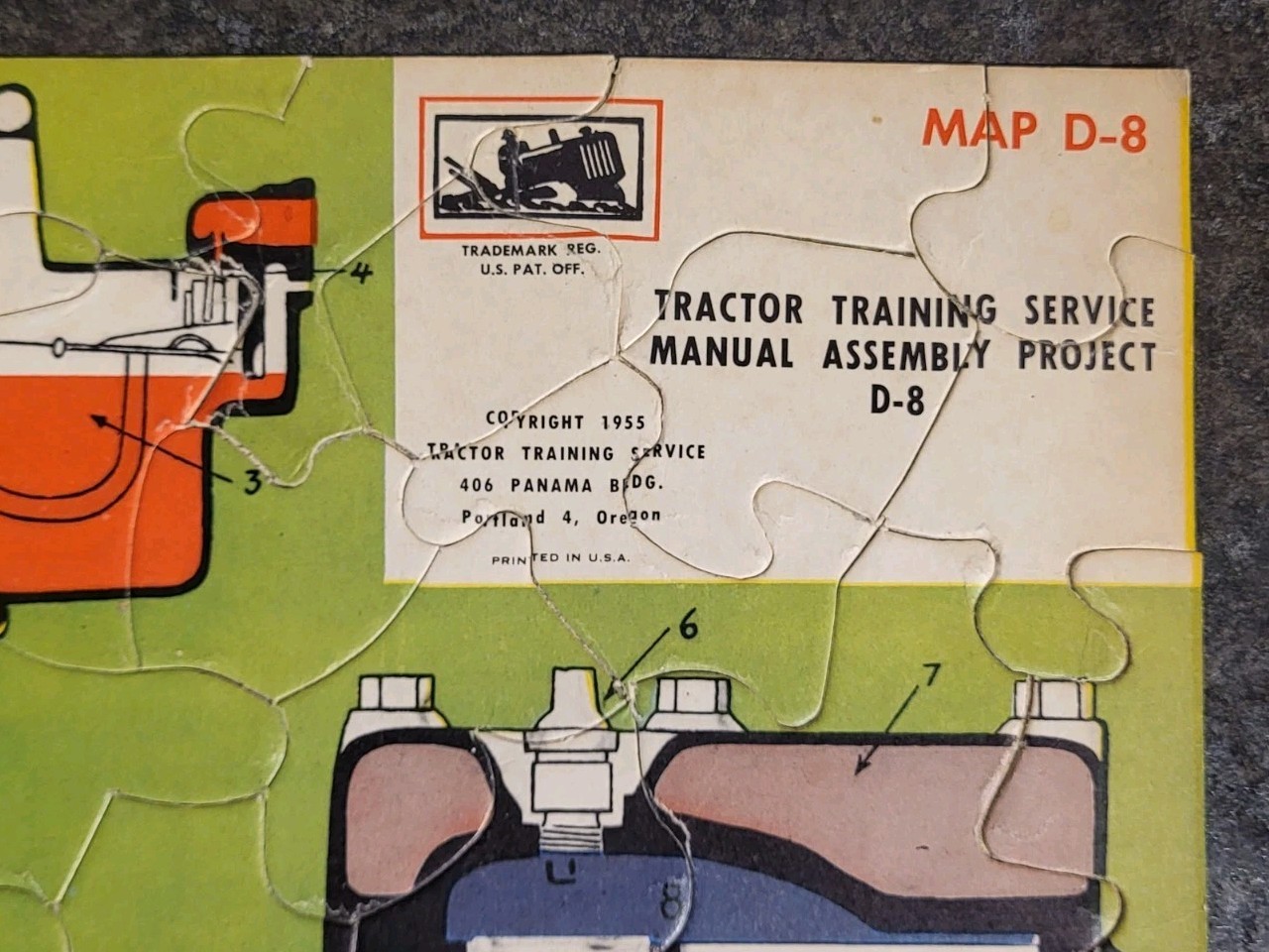 1955 Tractor Training Aid Service Repair Assembly Puzzle D-8 EXCELLENT COND