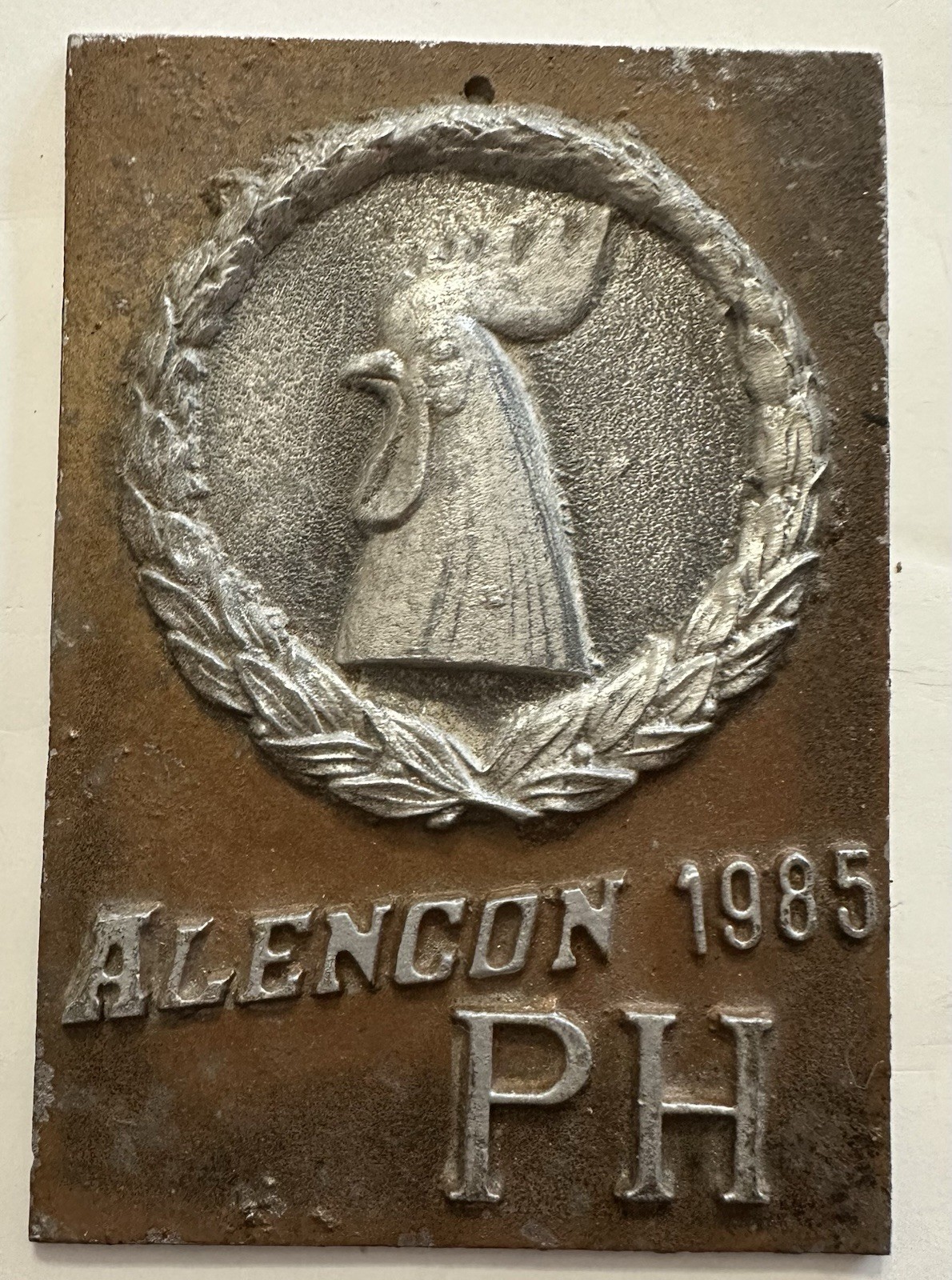 1985 Alechon Fair ( France) PH (Prize of Honor) Rooster Award Metal Wall Plaque