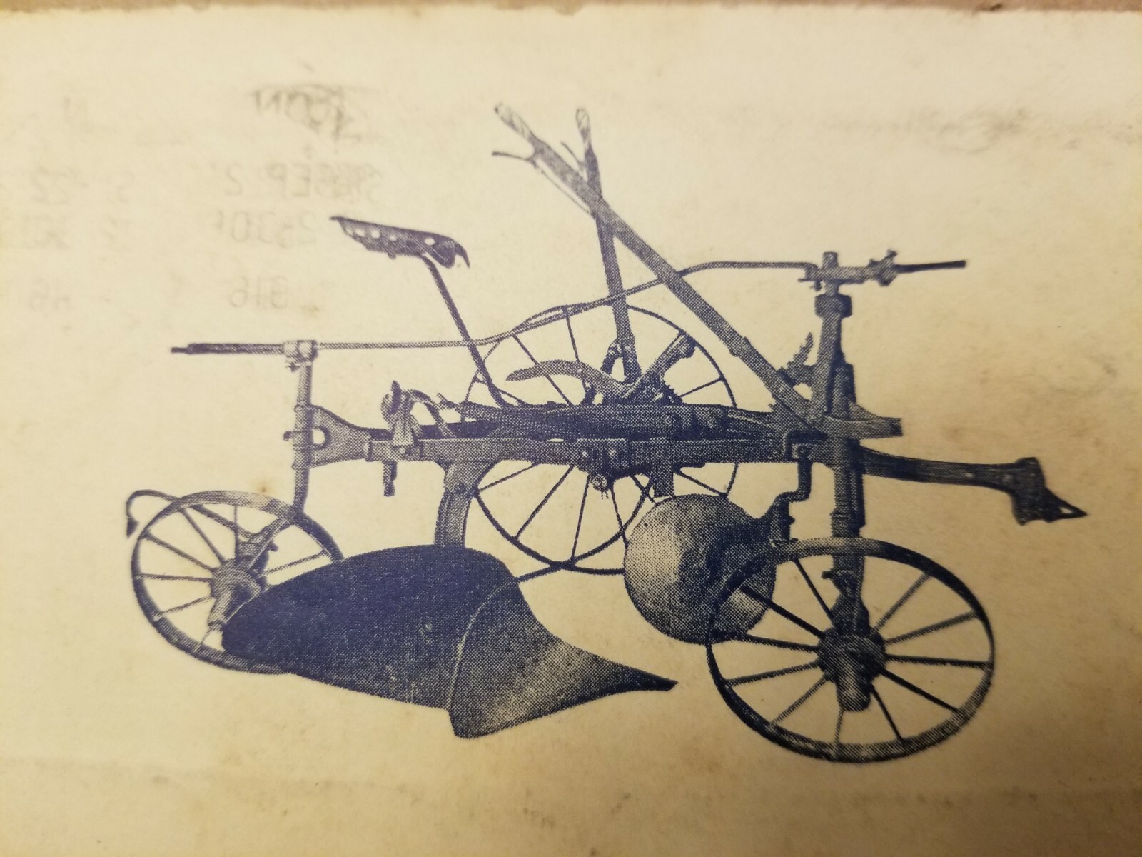 VTG AGRICULTURE ENVELOPE & RECEIPT. 1916. THE BUCHER AND GIBBS PLOW CO.