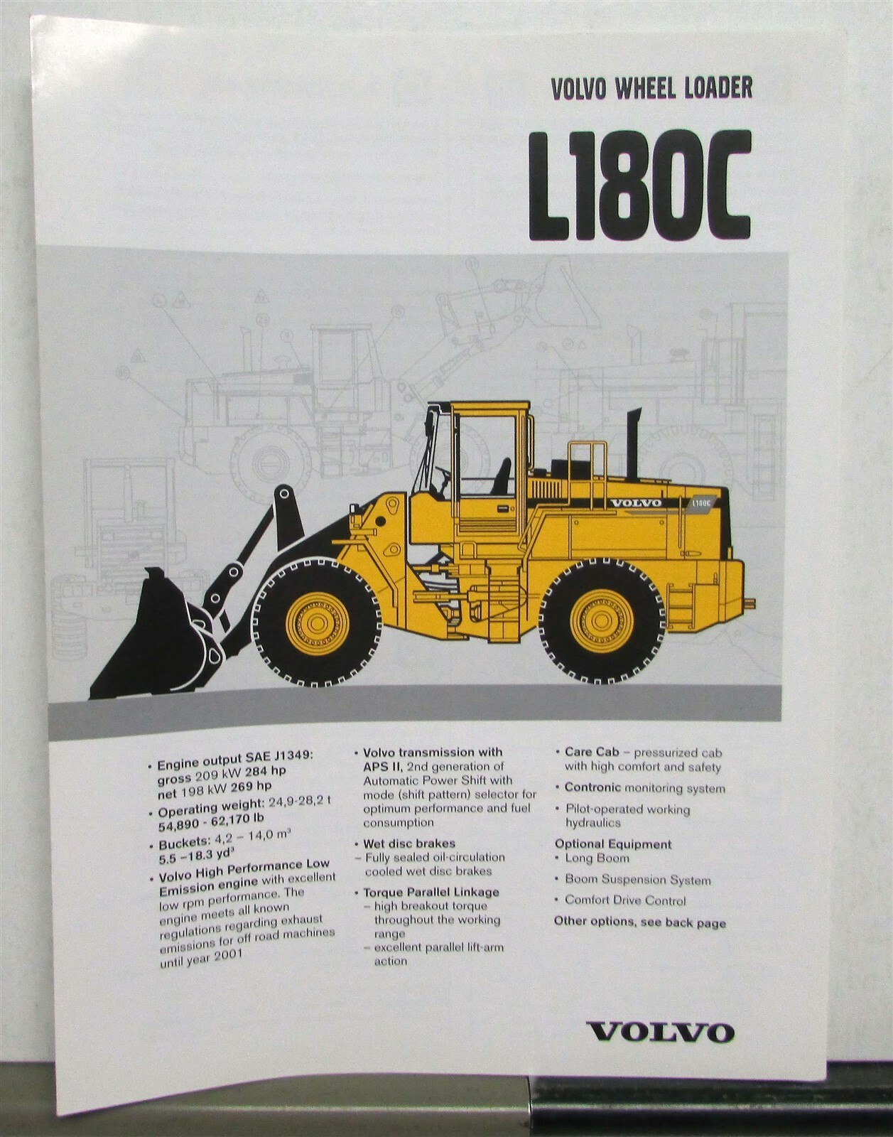 1996 VOLVO BM L180C Specifications Construction Sales Tri-Folder