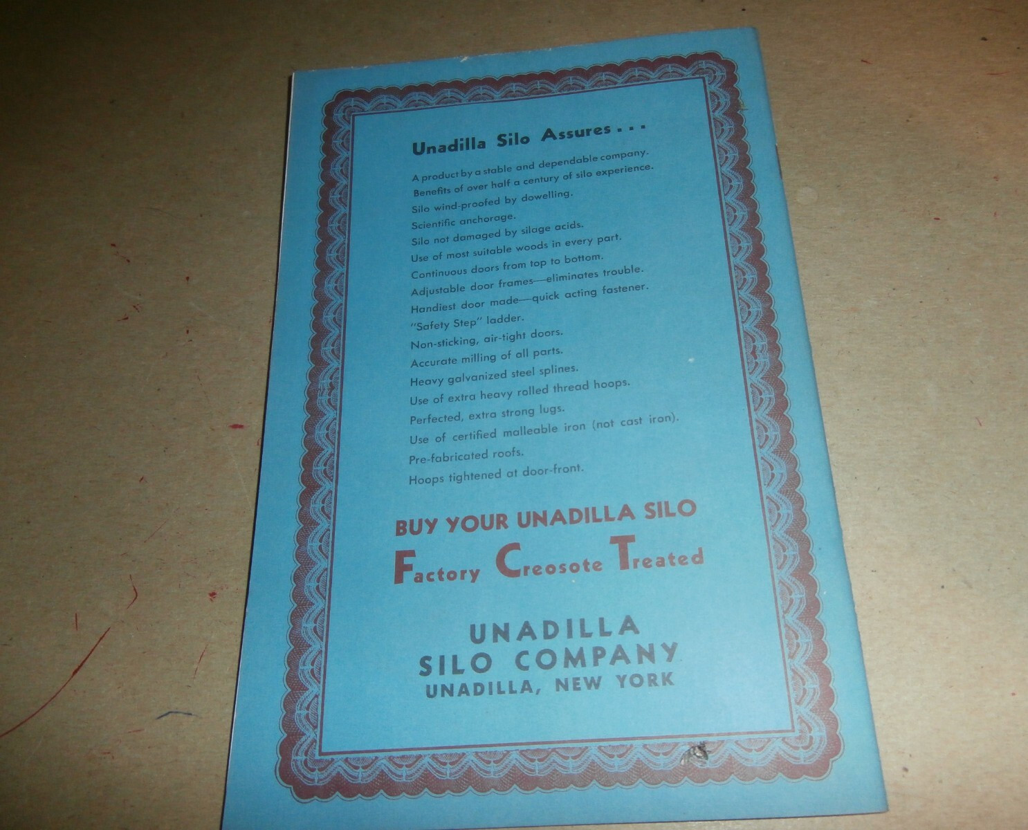 Vintage Unadilla NY Silo Co Farm Silos Sales Brochure