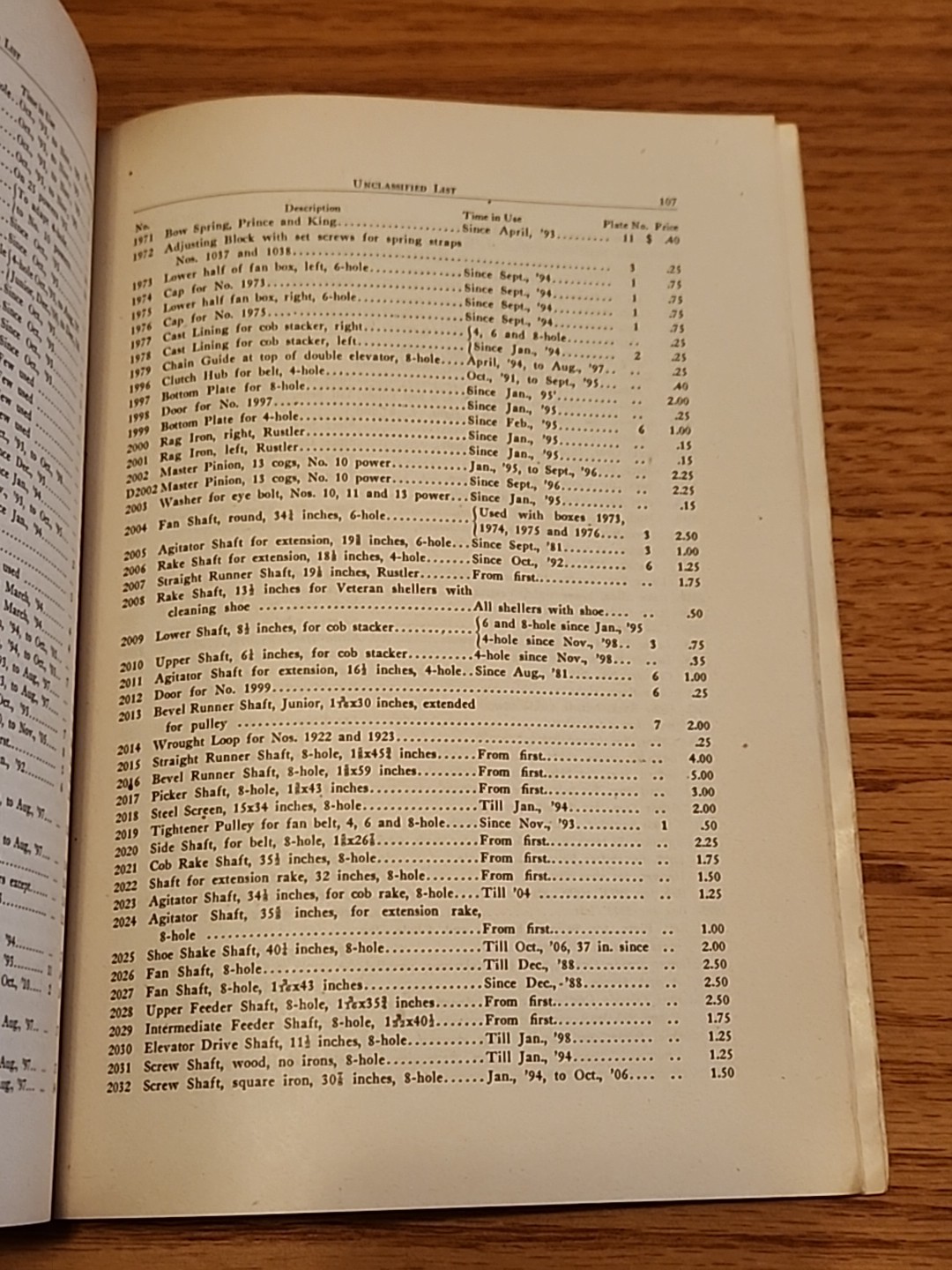 Sandwich Manufacturing Co Repair Price List Spring Hand Shellers Horse Powers