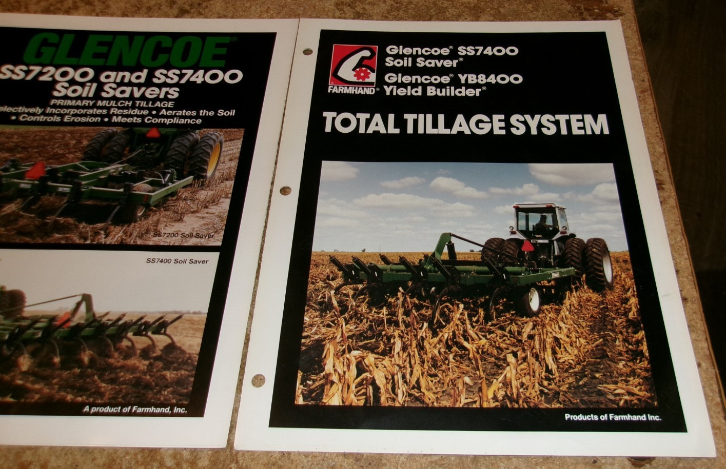 3-lot vintage glencoe tillage equipment 2 page brochures very good used