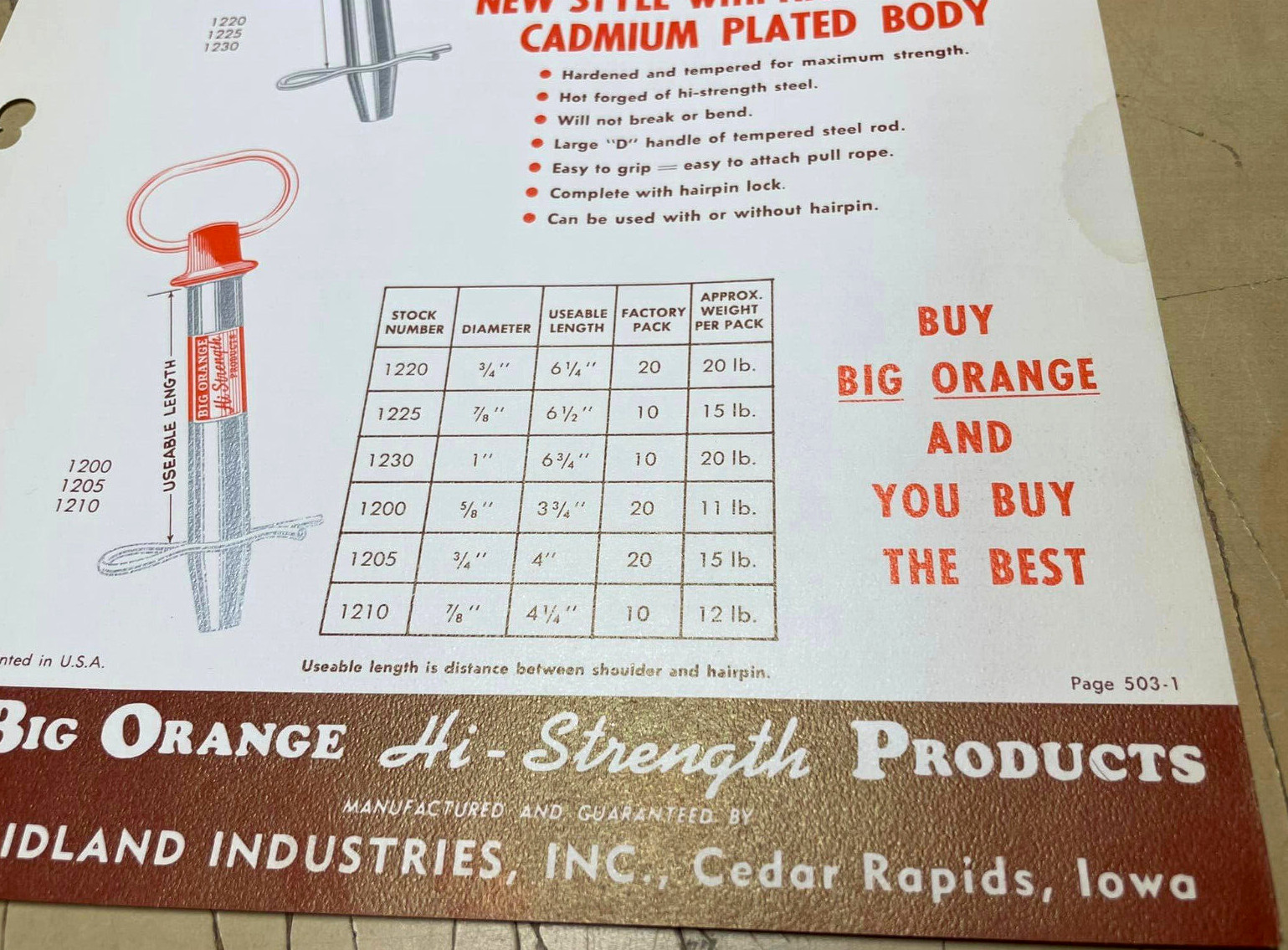 Vtg 1960s Lox All Sta-Pin Big Orange Tractor Clevises One-Page Ads & Price List