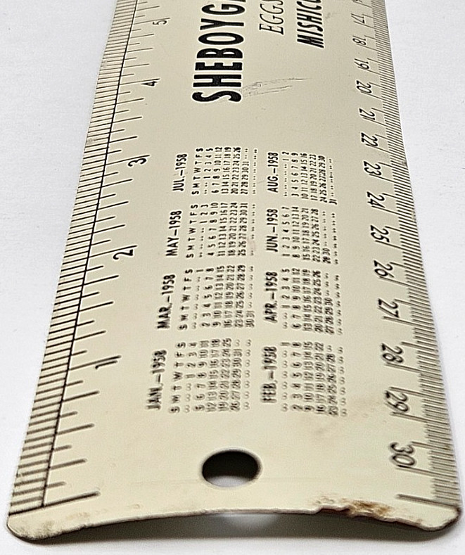 Sheboygan Produce Co. Eggs and Poultry Mishicot Sheboygan 1958 Wis. Metal Ruler