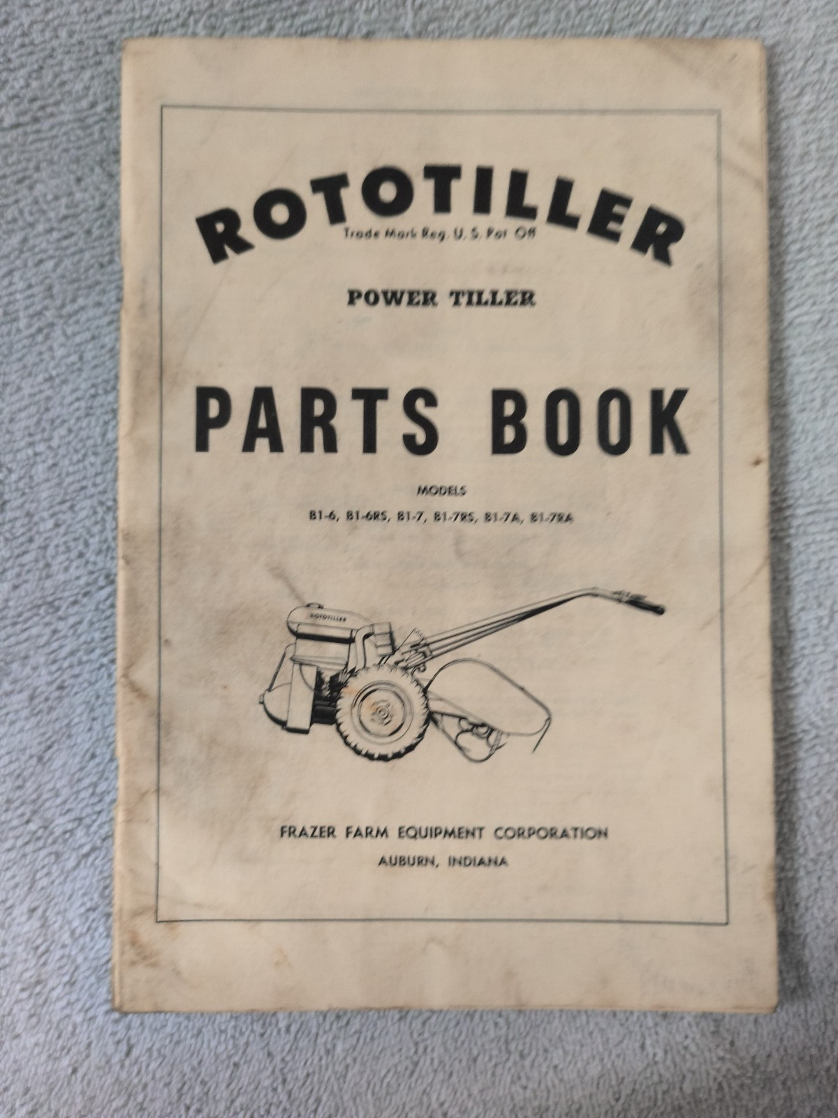 Vintage Frazer Farm Equipment Co. ORIGINAL Rototillers Parts Book