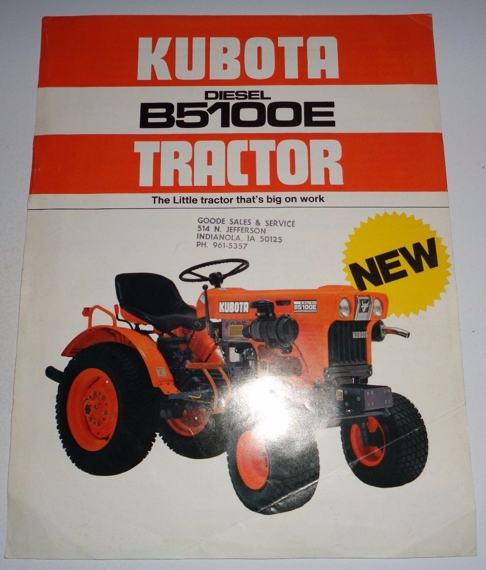 Kubota B5100E Diesel Tractor Spec Sheet Sales Brochure literature ad dealers