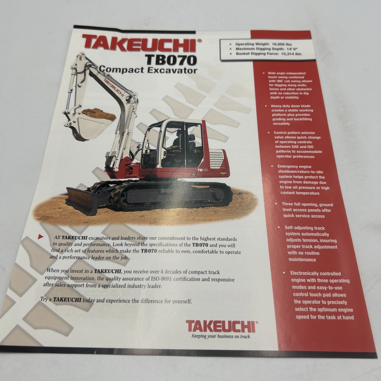 Takeuchi TB070 Compact Excavator Brochure