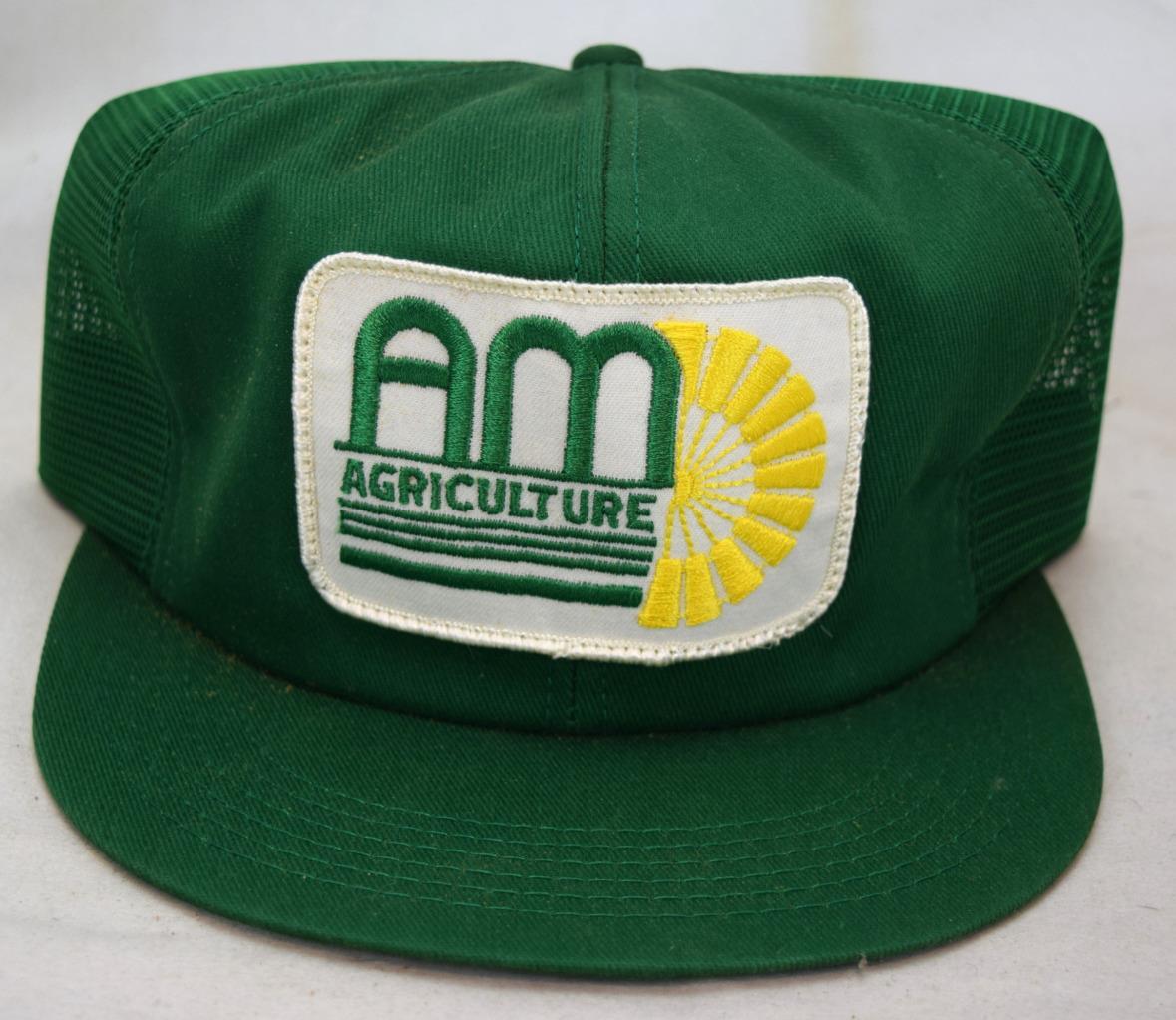 Vintage AM Agriculture Green Mesh Snapback Trucker Hat