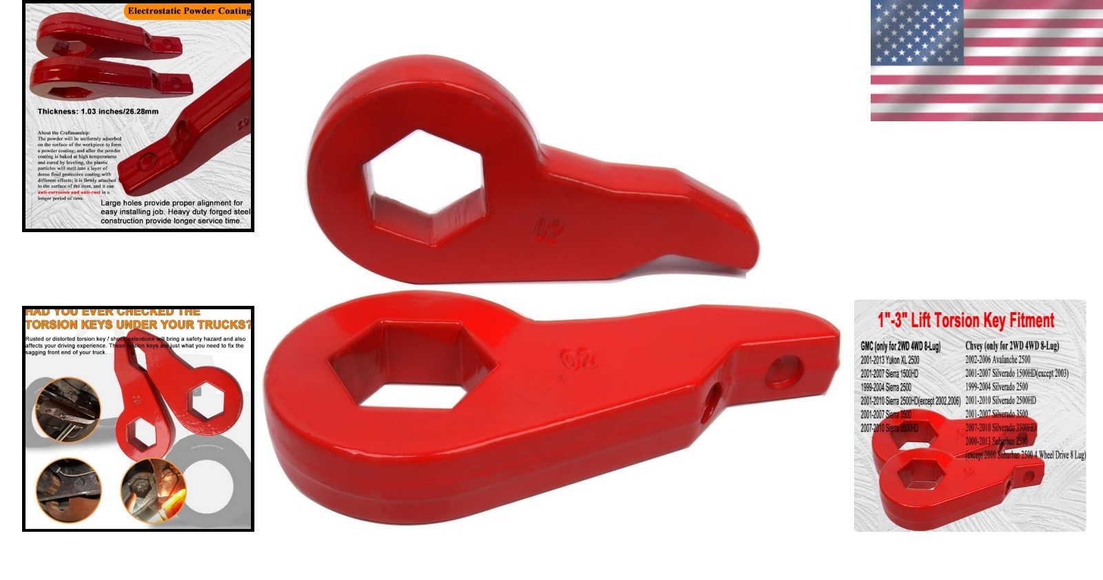 High Strength Forged Steel 1-3 Inch Lift Torsion Keys for Chevy/GMC Vehicles
