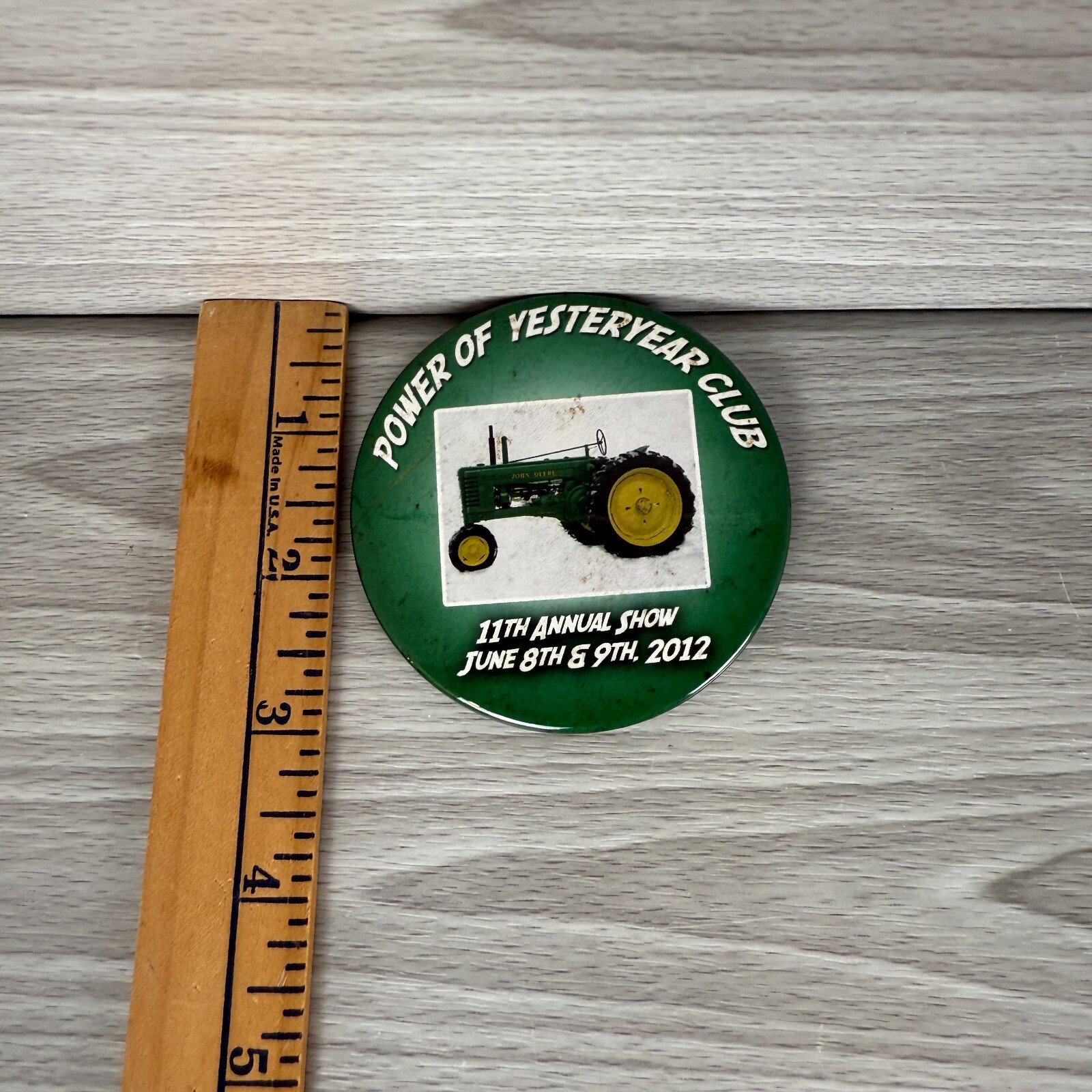 Button Pinback Agriculture Power of Yesteryear Club 11th Annual 2012 John Deere